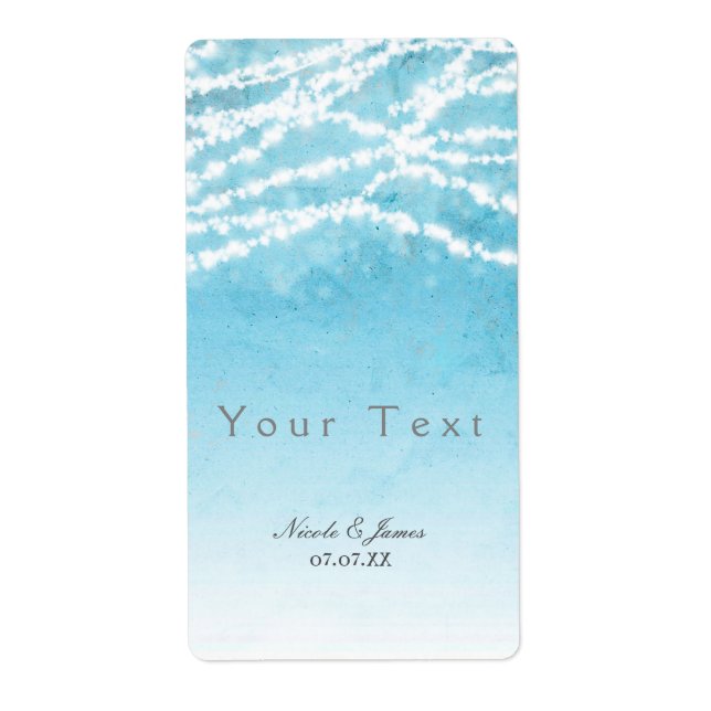 Himmelska strängljus Blå rustik etikett för vin Fraktsedel (Framsidan)