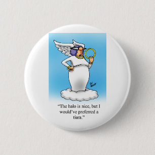 Himmelskare Humor Angel Mode Tecknad Gift! Knapp