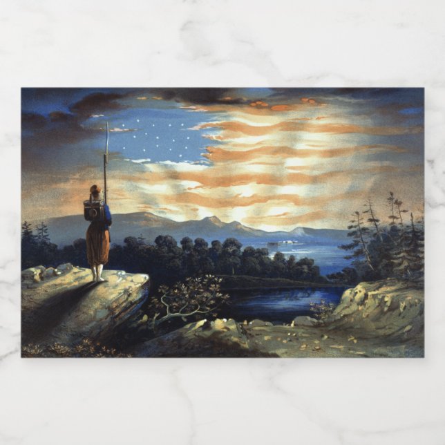 Himmelskt amerikanskt flaggmotiv på himlen, Zouave (Enkel etikett)