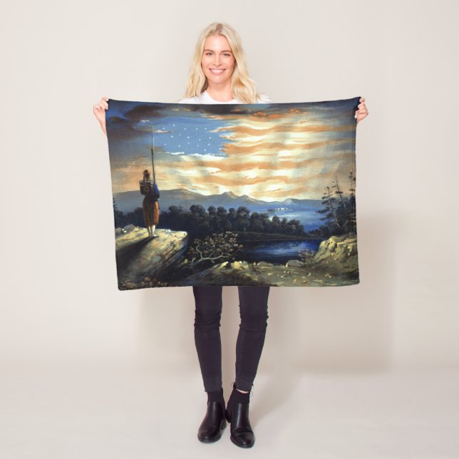 Himmelskt amerikanskt flaggmotiv på himlen, Zouave Fleecefilt (På plats)