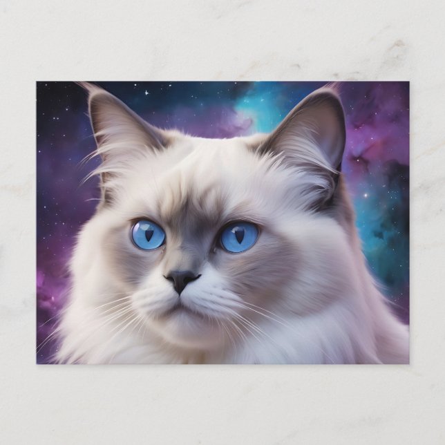 Himmelskt Birman Kattporträtt Vykort (Framsida)