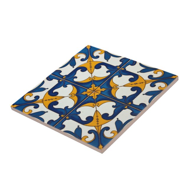 Himmelskt blomstrande Azulejo Kakelplatta (Sidan)