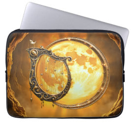 Himmelskt harpa av den gyllene månen laptop fodral