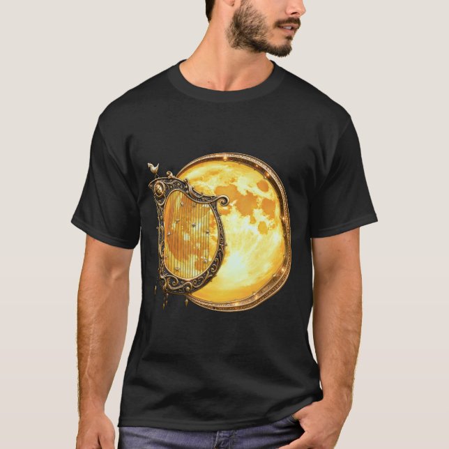 Himmelskt harpa av den gyllene månen t shirt (Framsida)
