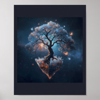 Himmelskt kristallträd – Fantasy naturkonst Poster