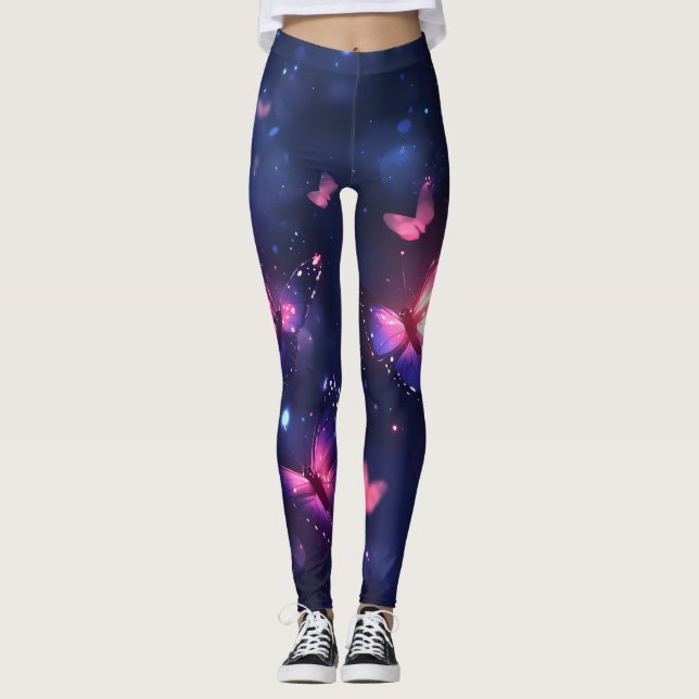 Himmelskt nattfjärilsträdgård leggings (Framsida)