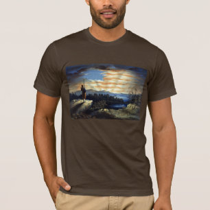 Himmelskt soluppgång av amerikanska flaggan i Coun T Shirt