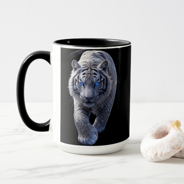 Himmelskt Väsen: Mythiska Vita Tigern Mugg (Med munk)