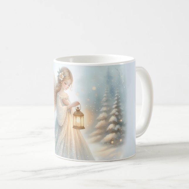 Himmelskt vinterängel Lanternan för tröst Kaffemugg (Framsida höger)