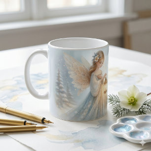 Himmelskt vinterängel Lanternan för tröst Kaffemugg
