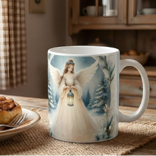 Himmelskt vinterängel Lykta av hopp Kaffemugg