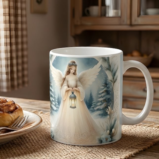 Himmelskt vinterängel Lykta av hopp Kaffemugg (Skapare uppladdad)