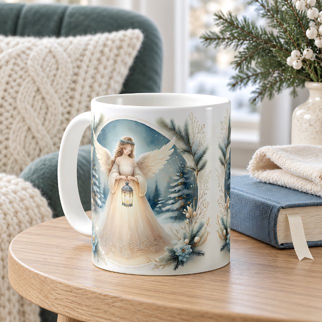 Himmelskt vinterängel Lykta av hopp Kaffemugg (Celestial Winter Angel Lantern of Hope Coffee Mug)