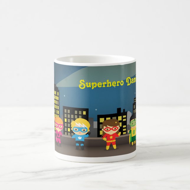 Himmelslinje Söt Superhjälte För Barn Kaffemugg (Center)