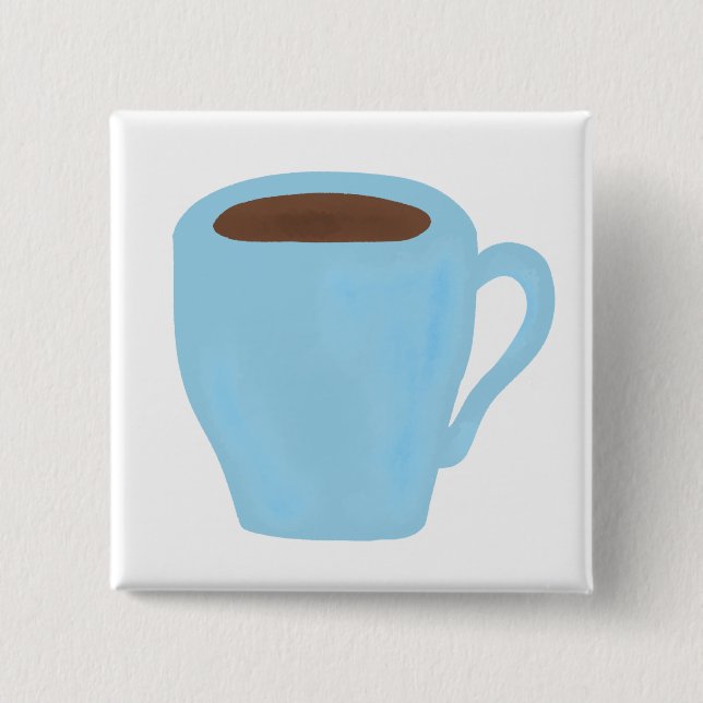 Himmlagsblå Kaffe Koppspresent Knapp (Framsida)