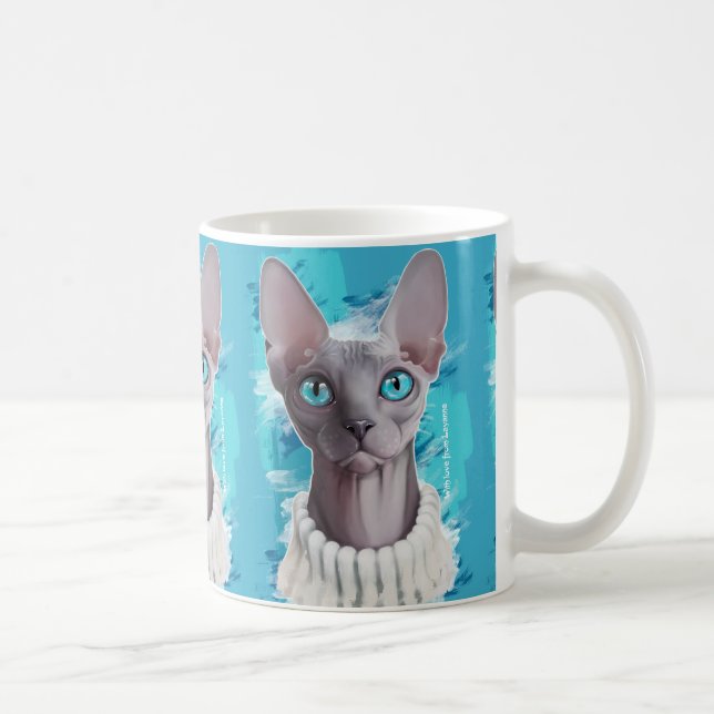 Himmlar i ögonen (den Sphynx katten) Kaffemugg (Höger)