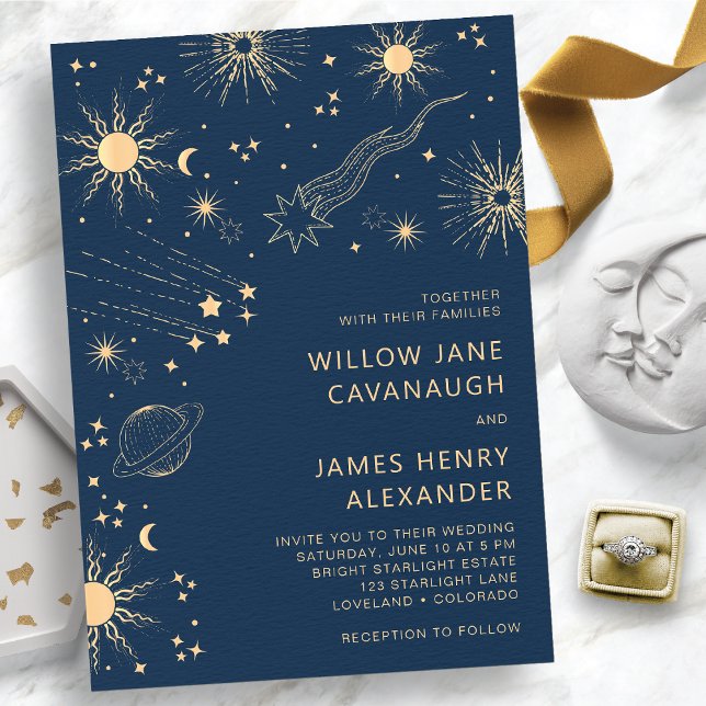 Himmlelsblå Bröllop Inbjudningar (Celestial Blue Wedding Invitation
)