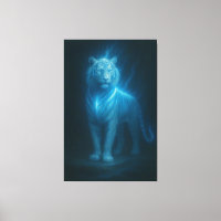 Himmlig Azurblå Vit Tiger – Exklusiv Fantasykonst