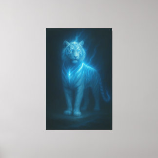 Himmlig Azurblå Vit Tiger – Exklusiv Fantasykonst Canvastryck
