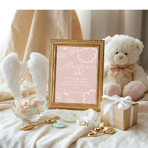 Himmlig baby shower Rosa Nappjakt spel Inbjudningar