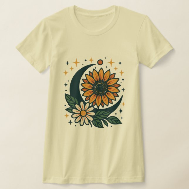 Himmlig blomstertrojja för kvinnor, slank fit t shirt (Laydown)