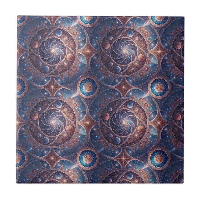 Himmlig Galax Spiral Mandala Design Mönster Konst Kakelplatta (Framsidan)