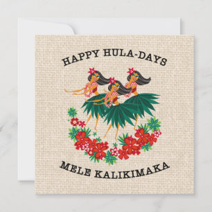 Himmlig Hula-Holiday Hawaiianska Hula-Flickor Julkort
