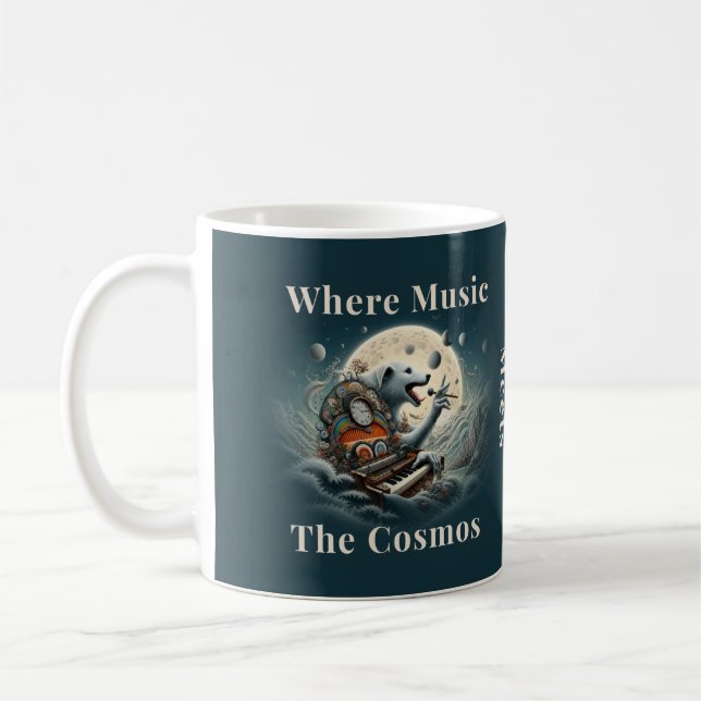 Himmlig Hundpianist Musik Mötter Kosmos Kaffemugg (Vänster)