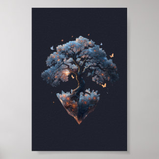 Himmlig kristallträd – Fantasy naturkonst Poster