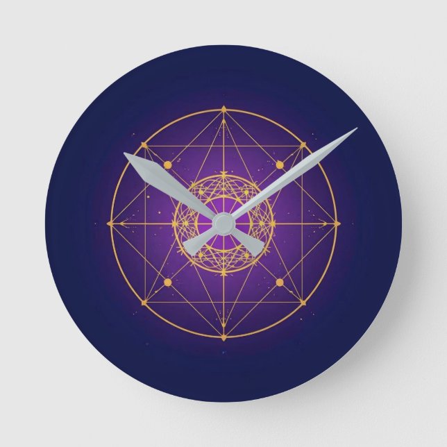 Himmlig Sakral Mandala – Mystisk Geometri Rund Klocka (Framsida)