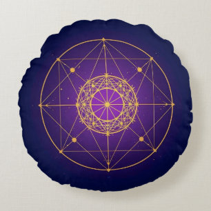 Himmlig Sakral Mandala – Mystisk Geometri Rund Kudde