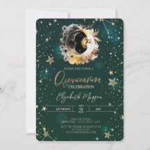 Himmlig Sol Och Måne Stjärnor Grön Quinceanera