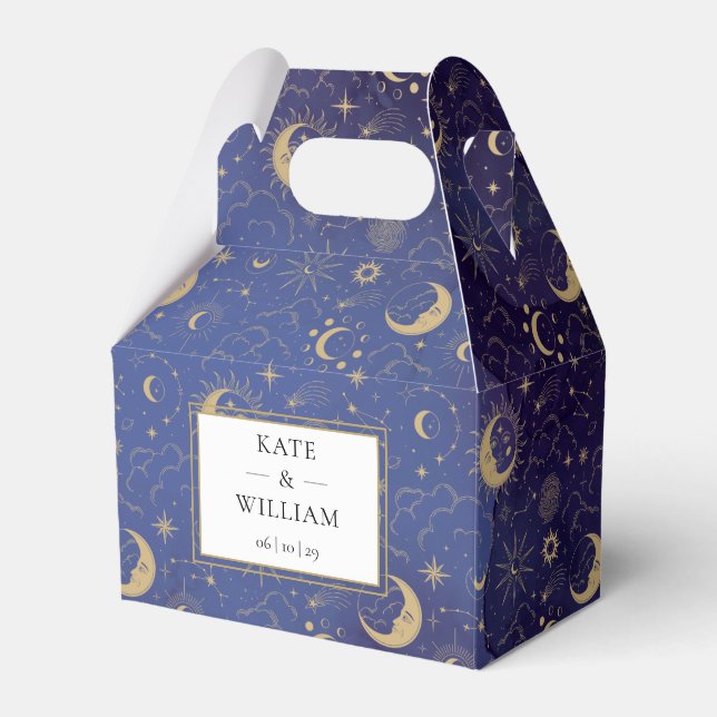 Himmliga Mystiska Stjärnor Och Månar Bröllop Presentaskar (Framsidan Sidan)