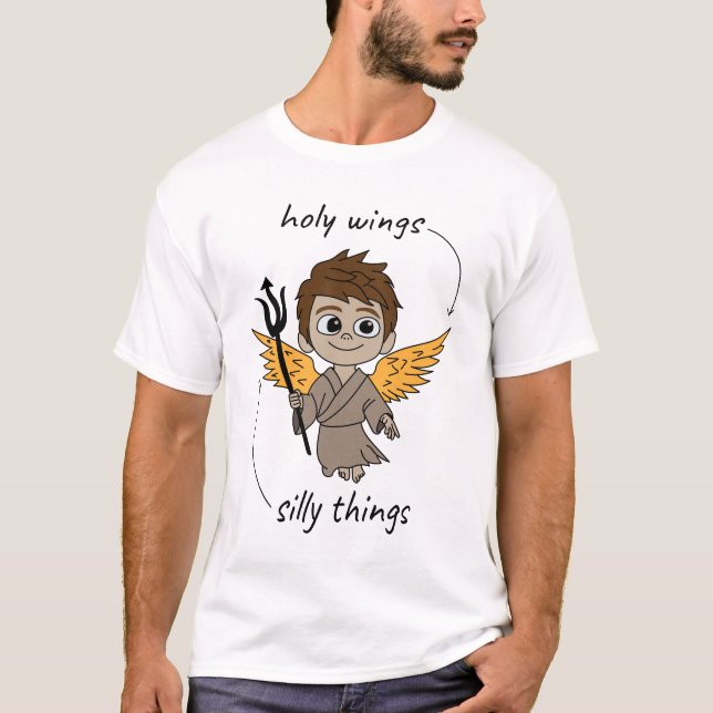 Himmligt barn Ängel med gyllene vingar T Shirt (Framsida)