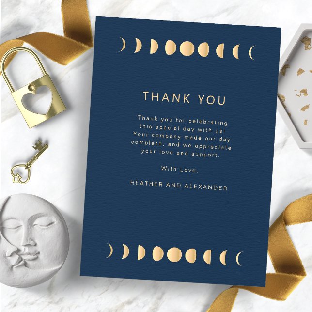 Himmligt Bröllop Tack Kort (Navy and Gold Celestial Wedding Thank You Card
)