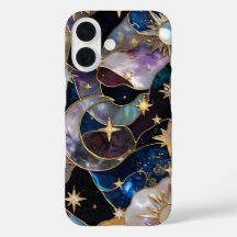 Himmligt Glas-i-Glas iPhone-fodral Måne Stjärnor G