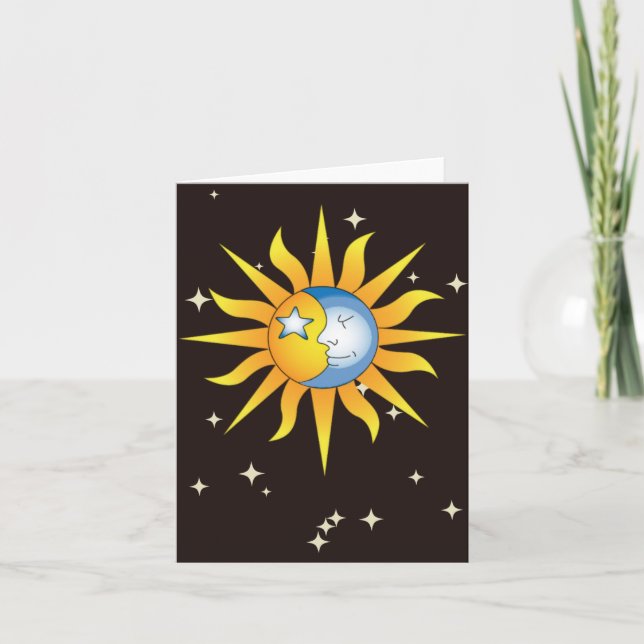 Himmligt sol- och månkort – Whimsical  Kort (Framsida)