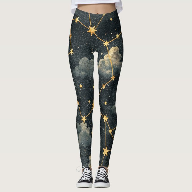 Himmligt stjärnmönster för stjärnbild (1) leggings (Framsida)
