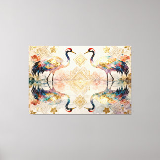 Himmlische Kraniche in Harmonie - Wasserfarben  Canvastryck