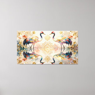 Himmlische Kraniche in Harmonie - Wasserfarben  Canvastryck