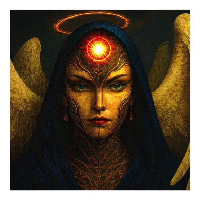 Himmlische Wächter Engel - Glasbaustein Stil Fototryck (Framsidan)