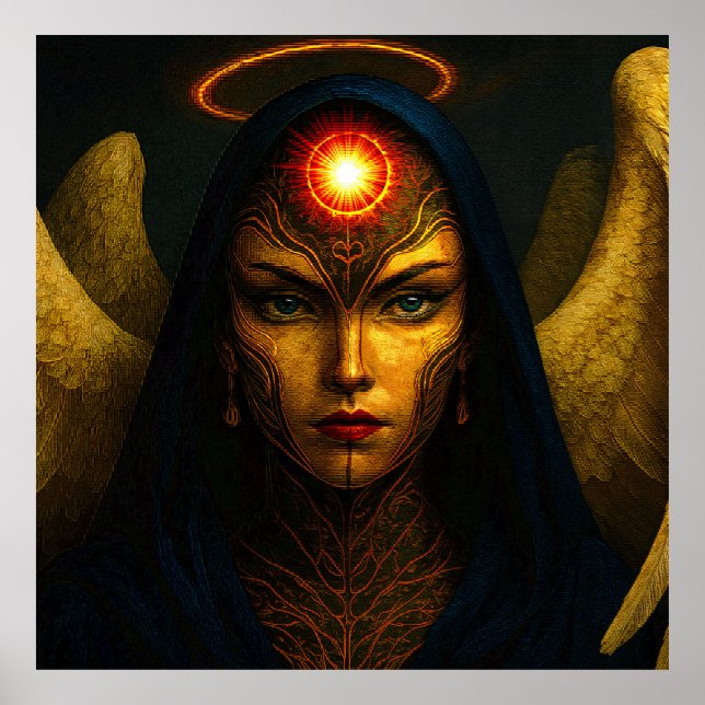 Himmlische Wächter Engel - Glasbaustein Stil Poster (Framsidan)