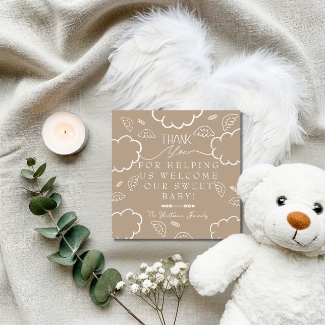 Himmlisk Beige Födelseavdelning NICU Sjukhus  Tack Kort (Heavenly Beige Labor & Delivery NICU Hospital Thank You Card)