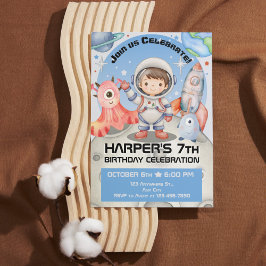 Himmlisk Firande: Ljusblå Astronaut Inbjudningar