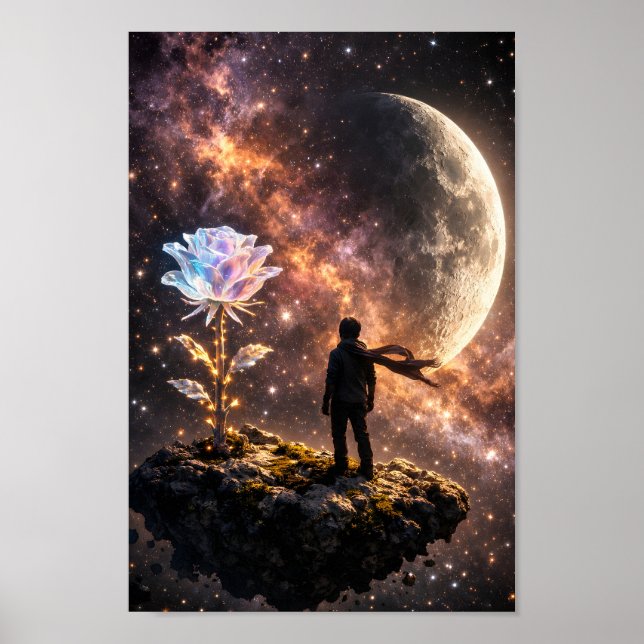 Himmlisk prins med kristallros-asteroidillustratio poster (Framsidan)