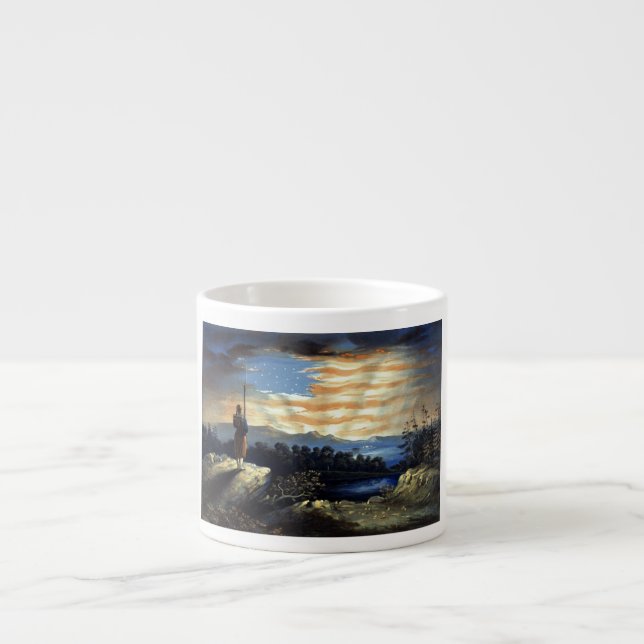 Himmlisk soluppgång av amerikanska flaggan i Count Espressomugg (Framsidan)