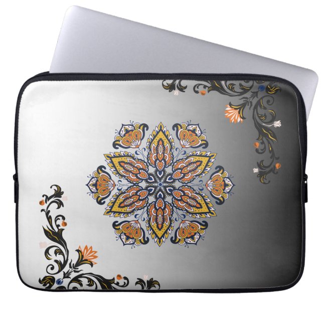 Himmliska kronblad – Mystisk botanisk mandala Laptop Fodral (Framsidan)