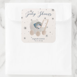 Himmlsk Söt Björn Baby Shower Fyrkantigt Klistermärke