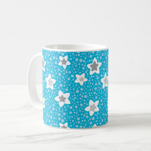 Himmlskt blå prickig retro med stjärnor kaffemugg