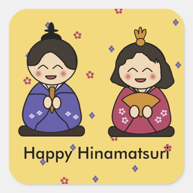 Hina Ningyo Square Stickers Fyrkantigt Klistermärke (Framsida)